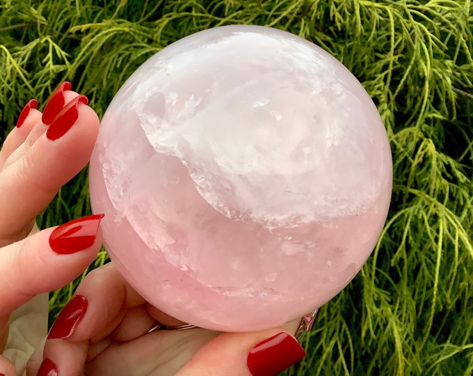 Large Rose Quartz Crystal Ball: 3.5" Pink Polished Sphere