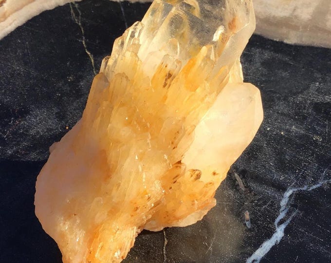 Golden Healer Elestial Quartz Crystal Cluster ~ 3 oz. ~ 2 1/2" Long ~ Natural Sparkling Gold Tibetan Crystal Points ~ Fast & Free Shipping