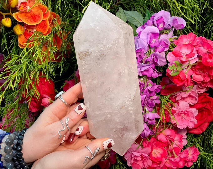 Quartz Crystal Double Terminated Clear Wand ~ Large 3 Lb. 10 oz. ~ 9" Long ~ Sparkling Rainbow Inclusions ~ Perfect Points ~ Fast Shipping