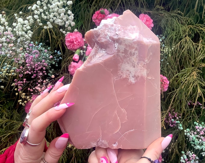 Pink Opal Crystal Generator/Cluster ~ Large 3 lb. 8 oz. ~ 7" Tall ~ Sparkling Pink & White Colors ~ Natural Meditation Stone ~ Fast Shipping
