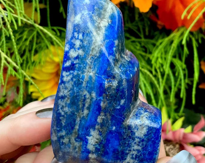Lapis Lazuli Freeform Crystal ~ Large 6 oz. ~ 4" Long ~ Deep Blue Color with Sparkling Pyrite ~ Fast & Free Shipping from U.S.A. ~