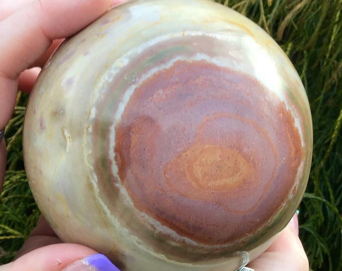 Polychrome Ocean Jasper Crystal Ball ~ Large 2 Lb. ~ 3 1/2" Wide Sphere ~ Golden Yellow Inclusions ~ Fast & Free Shipping