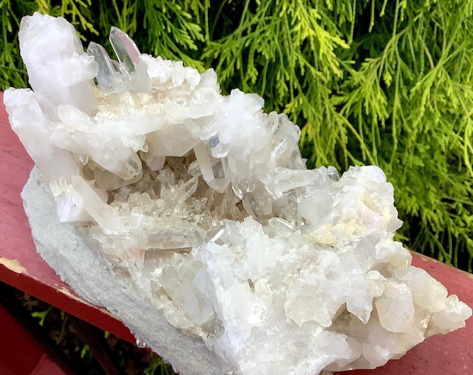 Clear Quartz Crystal Cluster ~ Large 3 Lb. 11 oz. ~ 6 1/2" Long ~ Sparkling Points ~ Natural Home Decor