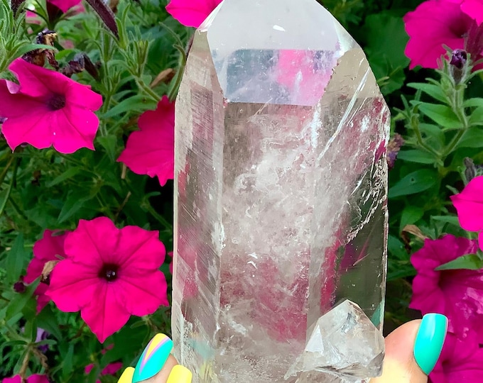 Himalayan Healing Quartz Crystal Point ~ Large 1 Lb. 3 oz. ~ Ancient Striations ~ 4" Long ~ Sparkling Rainbow Inclusions