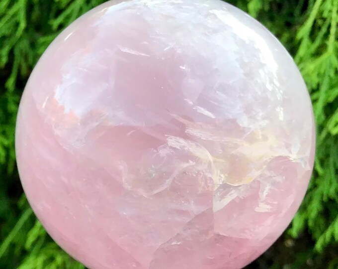 Rose Quartz Crystal Ball ~ 13.5 oz. Polished Sphere ~ 2" Wide ~ Beautiful Sparkling Pink ~ Reiki Altar Display ~ Fast & Free Shipping, USA