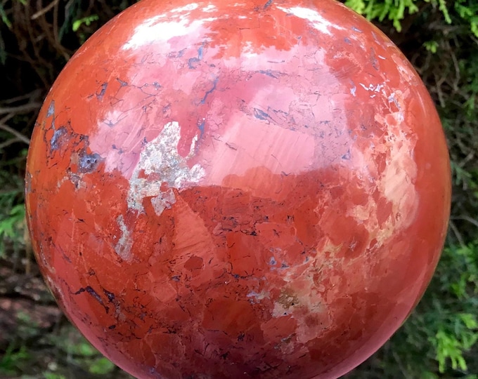 Red Jasper Crystal Ball ~ Large 3 lb. 10 oz. ~ 4" Wide Sphere ~ Altar, Reiki Display ~ Root Chakra Stone ~ Fast & Free Shipping, USA