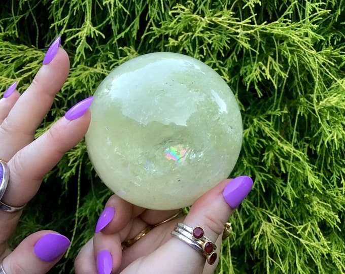 Citrine Crystal Ball ~ 1 Lb. 13. oz. 3" Wide ~ Smoky Phantom Inclusions ~ Altar, Meditation Reiki ~ Fast & Free Shipping