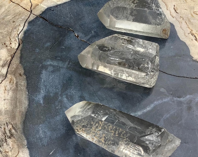 CLEARANCE ~ Clear Quartz Crystal Trio ~ 3 Ultra Clear Points ~ 2" Long ~ 5 oz. ~ Perfect for Gifting, Grids, Reiki ~ Fast & Free Shipping