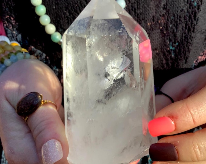 High Altitude Himalayan Clear Quartz Crystal Point ~ Large 12 oz. Wand ~ 4" Long ~ Museum Quality ~ Sparkling Inclusions ~ Fast Shipping USA