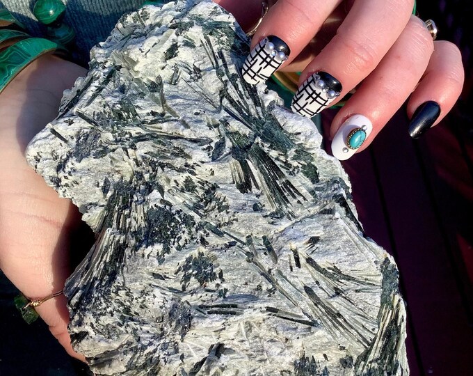 Green Actinolite Crystal Cluster ~ Large 3 lb. 15 oz. ~ 6" Long ~ Rare Mineral Specimen ~ Metaphysical Home Decor, Reiki, Altar Display