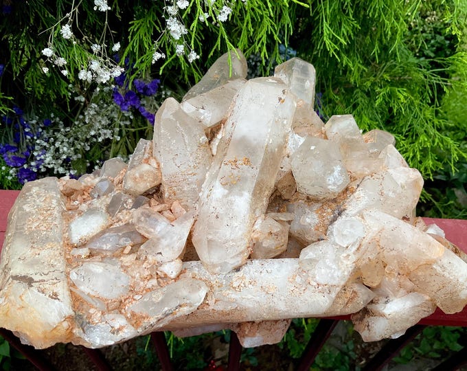Lemurian Quartz Crystal Cluster ~ Large 18 Lb. 13 oz. ~ 12" Long ~ Metaphysical Home Decor ~ Reiki, Altar Display