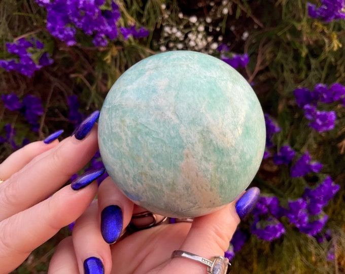 Amazonite Crystal Ball ~ 1 Lb. ~ 2 1/2 " Wide ~ Natural Polished Sphere ~ Beautiful Mineral Specimen ~ Display ~ Fast & Free Shipping