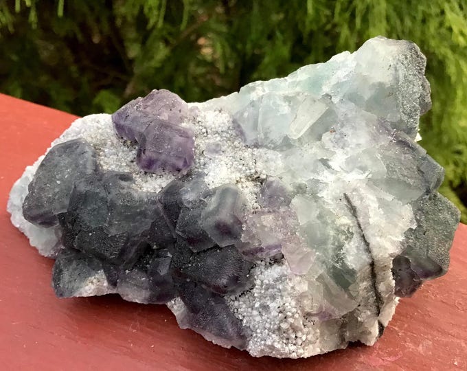 Purple Fluorite Crystal Cluster ~ Large 9.4 oz. ~ 4“Long ~ Rare Colors ~ Sparkling Matrix ~ Fast & Free Shipping from USA ~