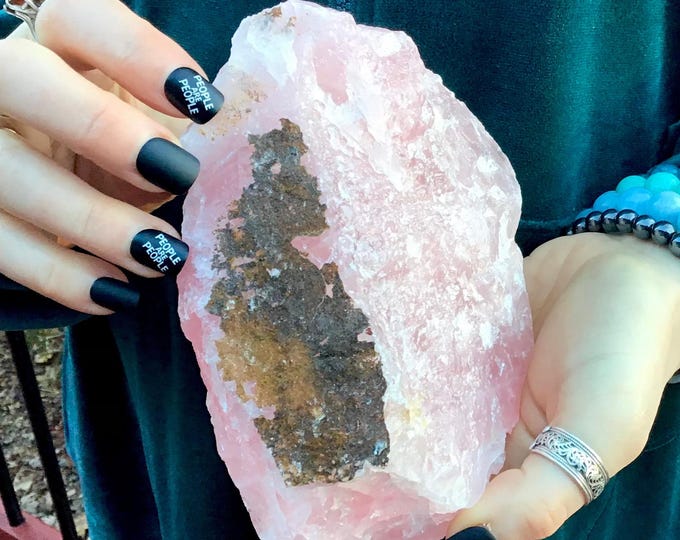 Rose Quartz Crystal ~ Large 2 Lb. 3 oz. ~ 6" Long ~ Natural Baby Pink w/ Golden Healer Inclusions ~ Heart Chakra, Love, Beauty Altar Display