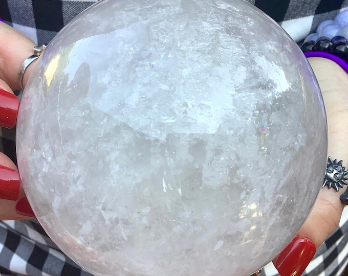 Clear Quartz Crystal Ball ~ 2 Lb. 13 oz ~ 4" Wide ~ Sparkling Inclusions ~ Natural Home Decor, Metaphysical, Altar Display, Reiki, Feng Shui