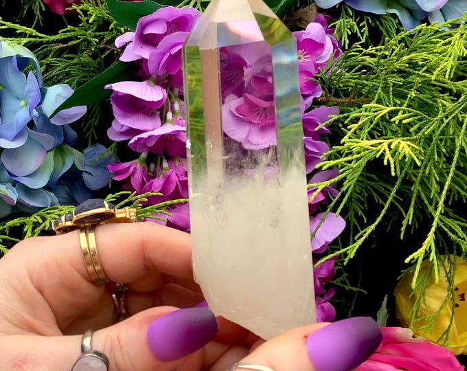 High Altitude Himalayan Clear Quartz Crystal Point ~ Large 7 oz. Wand ~ 4 1/2" Long ~ Highest Quality Metaphysical Decor, Reiki Tool, Altar