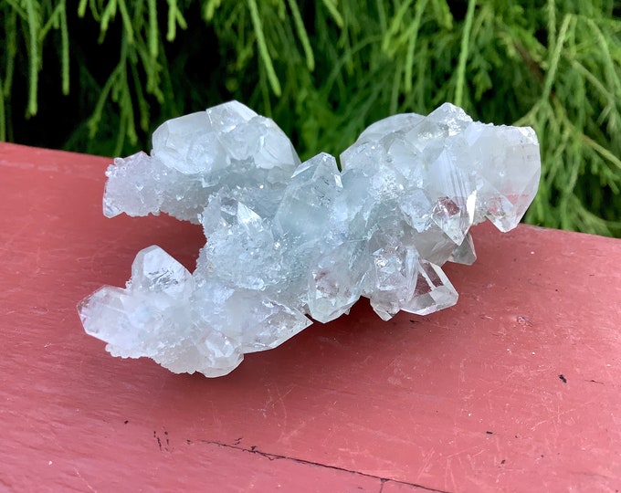 Ultra-Clear Apophyllite Crystal Cluster ~ 2 oz. ~ 2 1/2" Long ~ Sparkling High Luster ~ Handheld Meditation Size ~ Reiki ~ Fast Shipping
