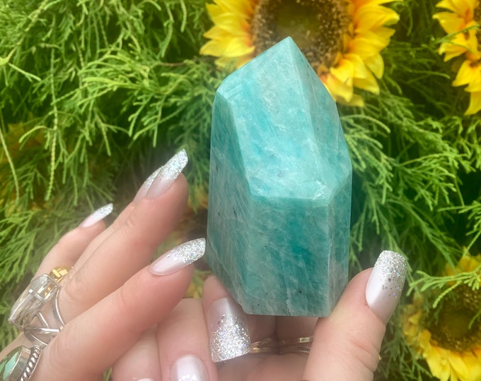 Amazonite Crystal Generator: Polished Mineral Specimen, 3" Tall