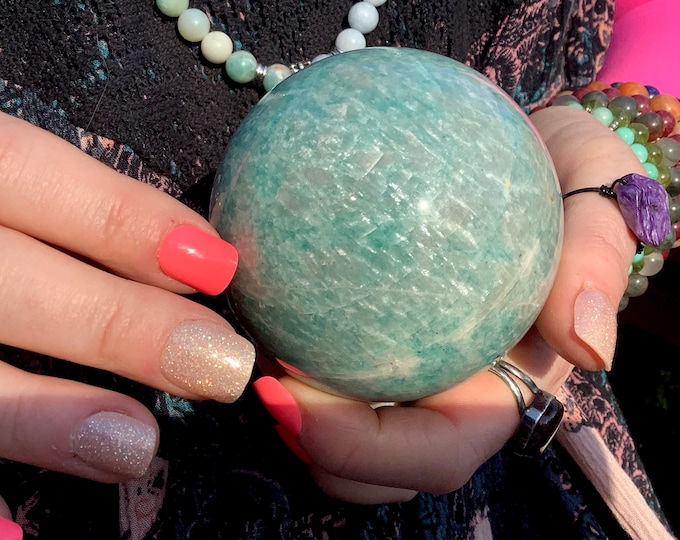 Amazonite Crystal Ball ~ 1 Lb. ~ 2 1/2 " Wide ~ Natural Polished Sphere ~ Beautiful Mineral Specimen Display ~ Free & Fast Shipping from USA