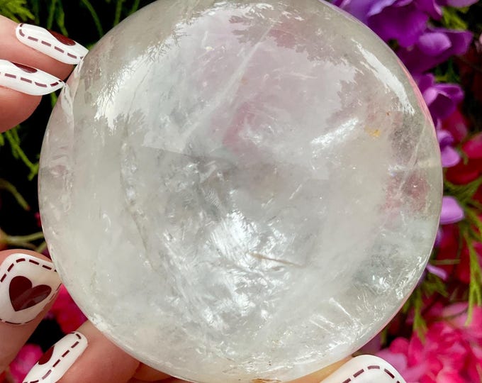 Clear Quartz Crystal Ball ~ Large 1 lb. 6 oz. ~ 3" Wide ~ Sparkling Rainbow inclusions ~ Metaphysical Home Decor ~ Fast & Free Shipping ~