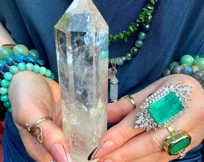 High Altitude Himalayan Clear Quartz Crystal Point ~ Large 10 oz. ~ 5" Long ~ Museum Quality Wand ~ Sparkling Inclusions ~ Fast Shipping USA
