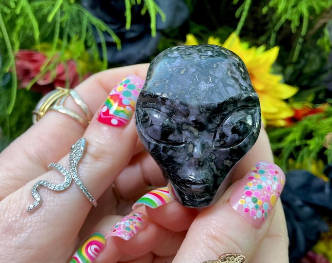 Mystic Merlinoite Stone Mini Crystal Skull ~ 5 oz ~ 2" Tall ~ Peach & Gray Colors ~ Expertly Hand -Carved Display Sculpture ~ Fast Shipping