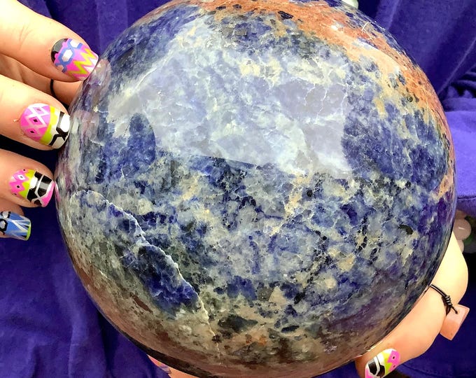 Sodalite Crystal Ball ~ Large 7 lb. 14 oz. ~ Royal Blue Sphere ~ 5" Wide ~ Reiki, Altar, Feng Shui Display ~ Fast & Free Shipping from U.S.A