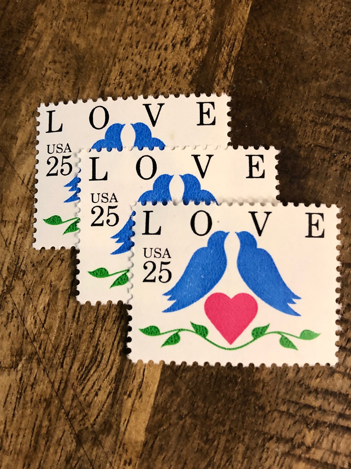 10 Vintage Stamps LOVE Birds 25 Cent USA Stamp. Never Used. Etsy