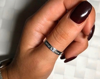 Hand stamped & personalised ~ Sterling Silver 4mm Band Ring