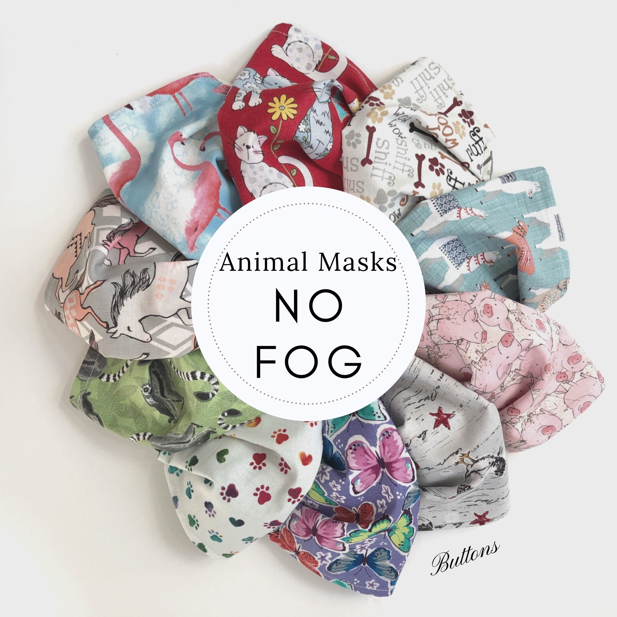 Animal Face Mask Nose Wire Animal Mask No Fog Mask for | Etsy