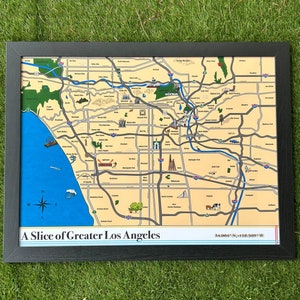 Ilustração do mapa de Los Angeles por Charles LaBonge, pôster da cidade de L.A. Impressão 18" x 24"