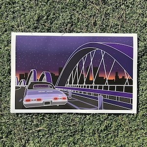 6th Street Bridge - Los Angeles Art Poster by Charles LaBonge - Angeleno Nights 11&quot; x 17&quot; City of Angels Wall Art