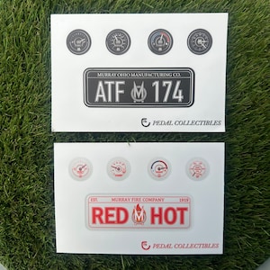Custom stickerset Murray trapauto - kentekenplaat + dashboardmeterstickers voor Murray Flat Face brandweerwagen en trapauto