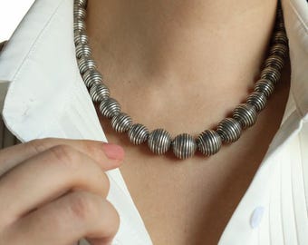 Collar grueso de plata: cadena negra oxidada de 45 cm (18 pulgadas)