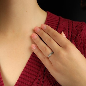 Five Stone Diamond Ring, Antique Rose Cut Diamond Ring, Solid 14k Gold, 19th Century Jewelry