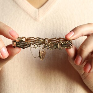 Padlock Bracelet: Vintage Fancy Link Chain Bracelet with Heart Padlock