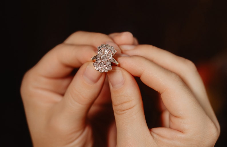 Antique 0.93 Carat Diamond Engagement Ring, Alternative Platinum Band, Anniversary Jewelry Gift Idea, GEM LAB REPORT