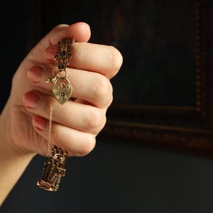Padlock Bracelet: Vintage Fancy Link Chain Bracelet with Heart Padlock