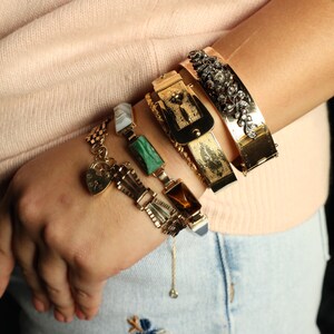 Padlock Bracelet: Vintage Fancy Link Chain Bracelet with Heart Padlock