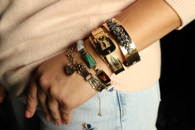 Padlock Bracelet: Vintage Fancy Link Chain Bracelet with Heart Padlock