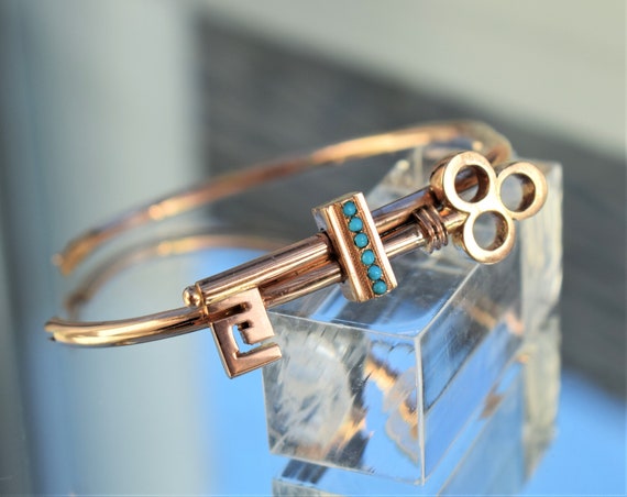 Antique Rose Gold Key Bracelet, Antique Victorian