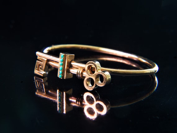 Antique Rose Gold Key Bracelet, Antique Victorian