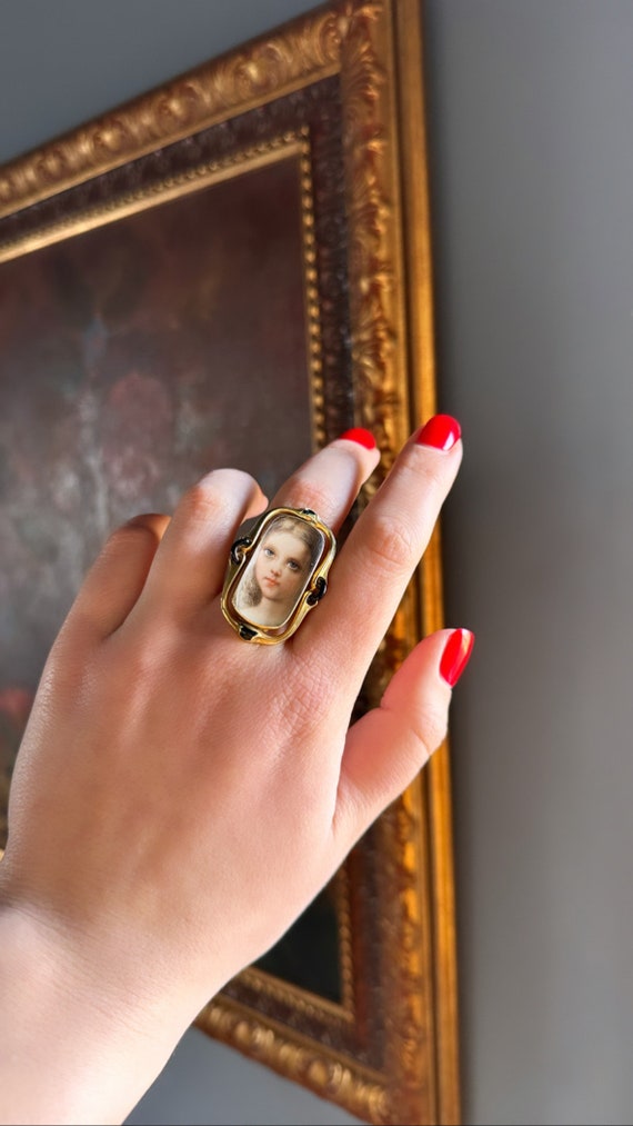 Antique Georgian Miniature Portrait Ring, Memento 