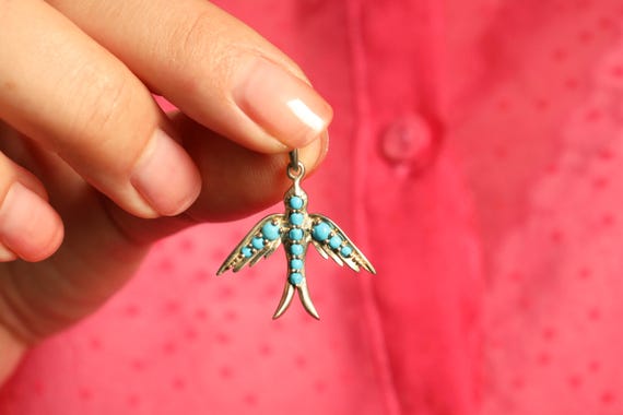 Turquoise Bird Charm: Animal Jewelry