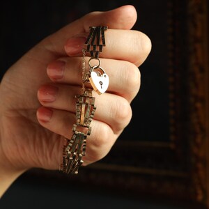 Padlock Bracelet: Vintage Fancy Link Chain Bracelet with Heart Padlock