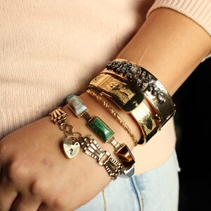 Padlock Bracelet: Vintage Fancy Link Chain Bracelet with Heart Padlock