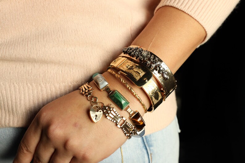 Padlock Bracelet: Vintage Fancy Link Chain Bracelet with Heart Padlock