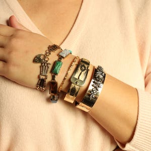 Padlock Bracelet: Vintage Fancy Link Chain Bracelet with Heart Padlock