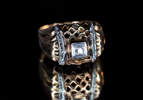 Antique Art Deco Tank Diamond Ring, Antique French
