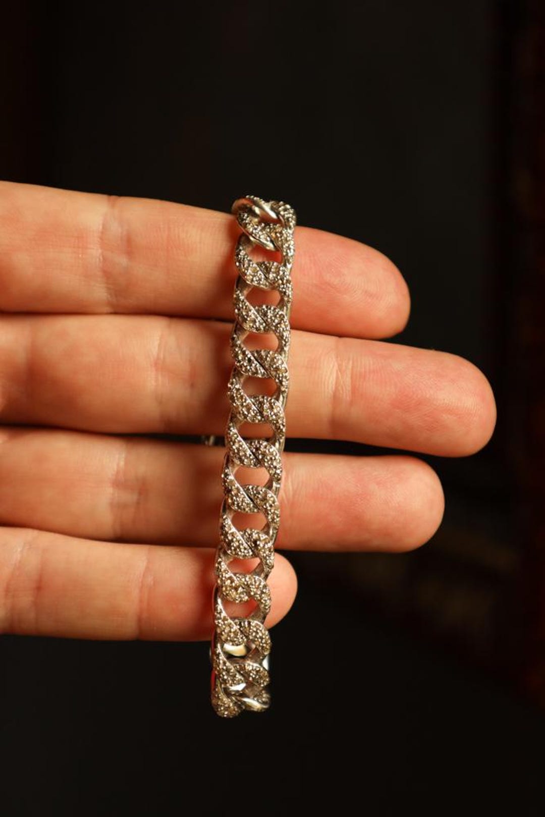 Wrist Jewellery Mens Rose Gold Cuban Bracelet S925 Sterling Silver